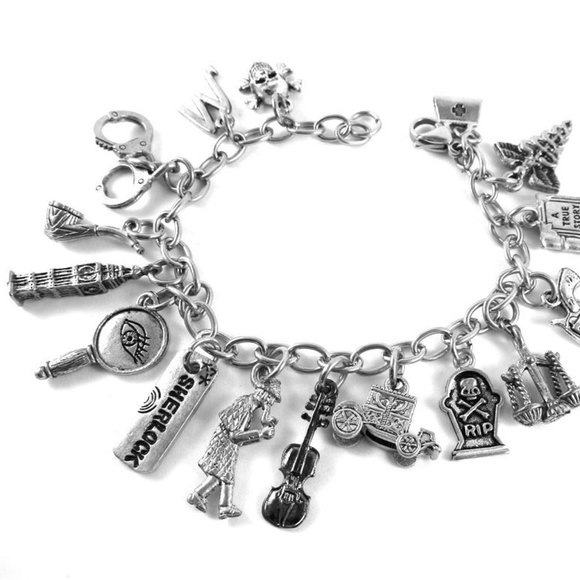 Sherlock Holmes Charm Bracelet Police Detective Murder Mystery - Picture 1 of 6